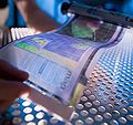 Flexible e-paper is powered by organic (carbon based) electronics.